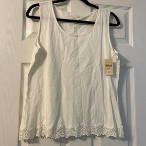Coldwater Creek NWT -  L creamy white lace tank top